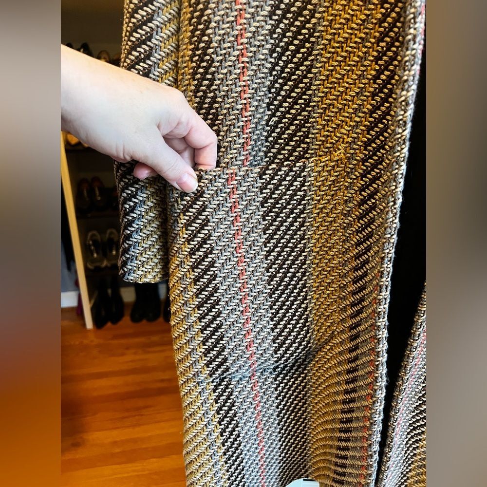 Zara Trafaluc Outerwear Collection Striped Jacquard Coat Multi Color - Rare - Picture 10 of 14